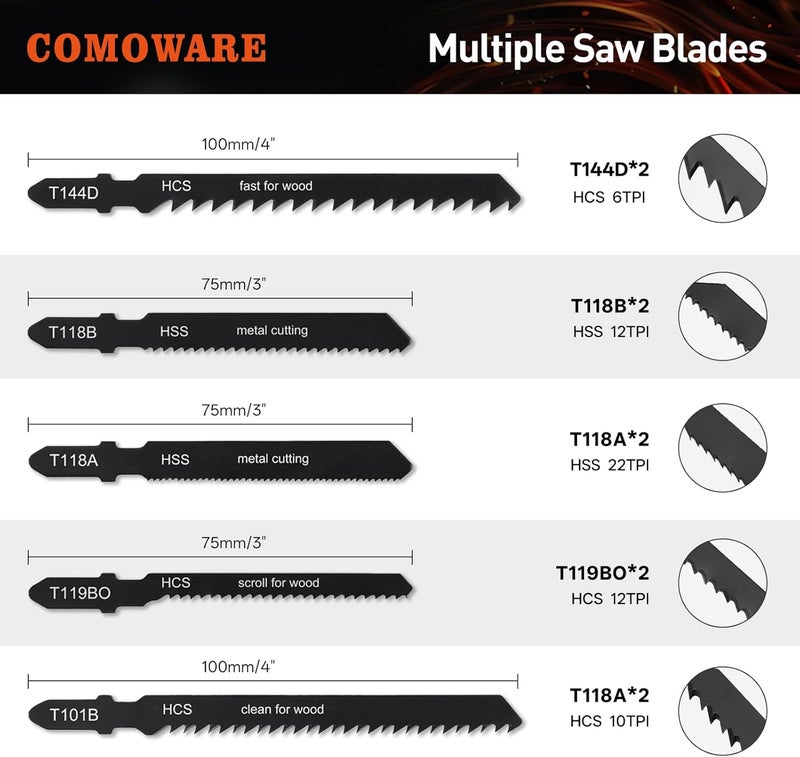COMOWARE 17Pcs Handsaw & File Set with Blade Quick Change Mechanism, 10 Saw Blades & 6 Precision Files for Woodworking, DIY, Model Crafting, PVC/Metal Cutting Tools - Image 3